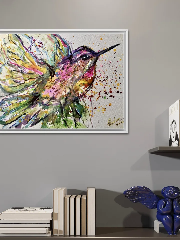 Hummingbird - Photo paper poster made from my original watercolour painting,colourful bird painting wall art