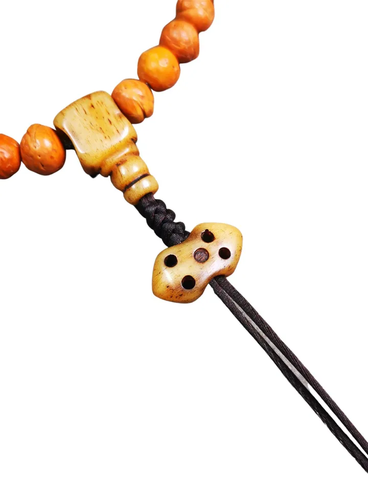 Gandhanra Handmade Tibetan Pendant Bead,Yak Bone Carved Vajra Pendant Bead for Mala,0.7" * 0.4"