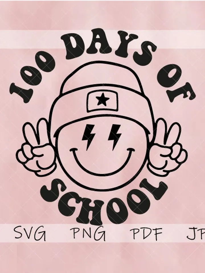 100 days of school SVG, Happy 100 days SVG, Retro Smiley Face Png, 100 days Teacher Shirt, Svg Files for Cricut