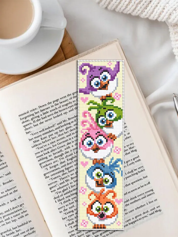 Bird bookmark cross stitch pattern PDF download Funny birds cross stitch chart, Cute bookmark pattern digital PDF, Bird lover gift #B419