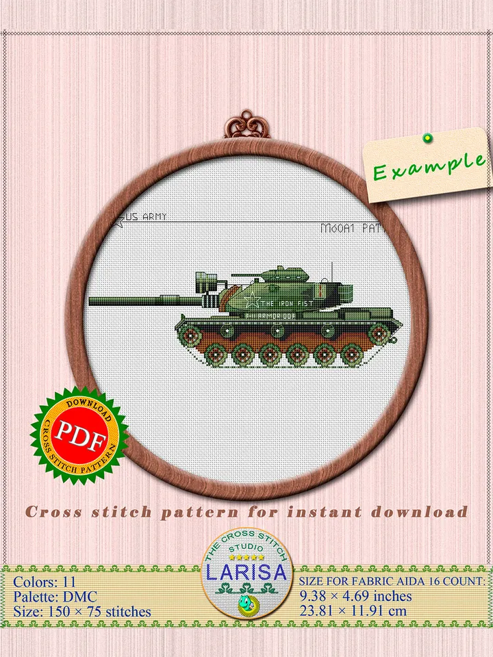 M60 Patton Cross Stitch Pattern | The M60 Patton Main Battle Tank