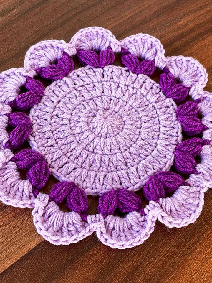 Elegant 3D Crochet Doily Pattern PDF, Vintage Floral Table Mat, Handmade Decorative Coaster, Textured Lace Placemat DIY, Instant Download