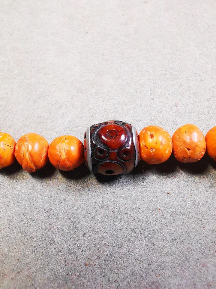 Gandhanra Tibetan Mala Spacer Beads Set,Bone Carved Marker Beads for Prayer Beads Necklace Accessories,Made of Yak Bone and Copper