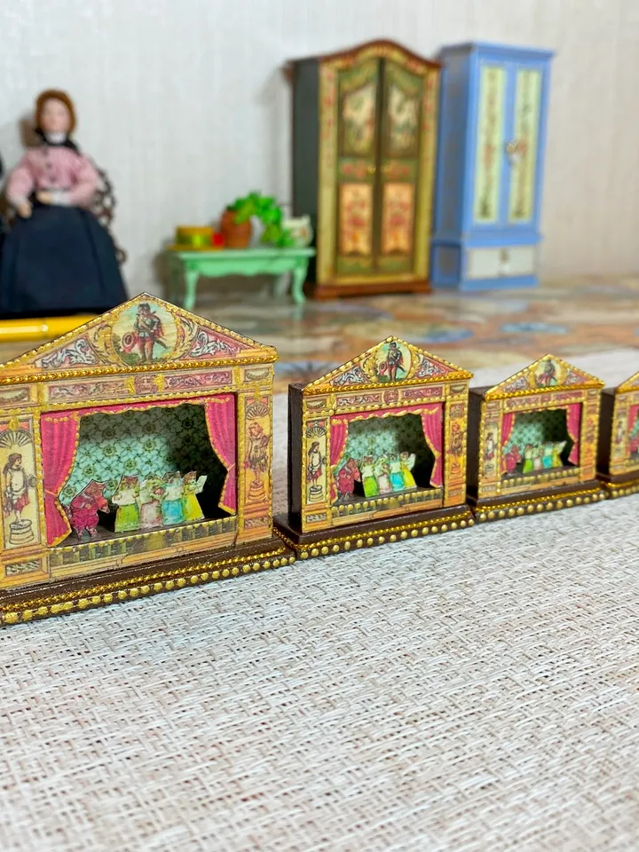 Puppet show. miniature dollhouse. 1: 12. Miniature.