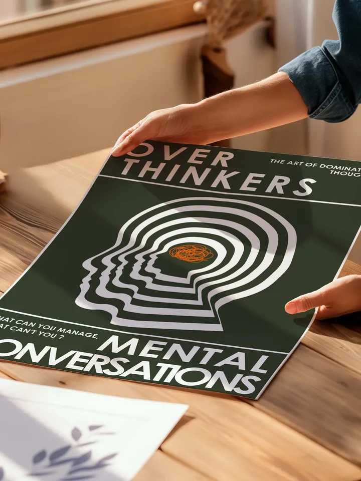 Overthinkers Wall Art Digital Print Retro Style Creativity Poster Eclectic Printable Artwork Trendy Room Decor Instant Download White Green