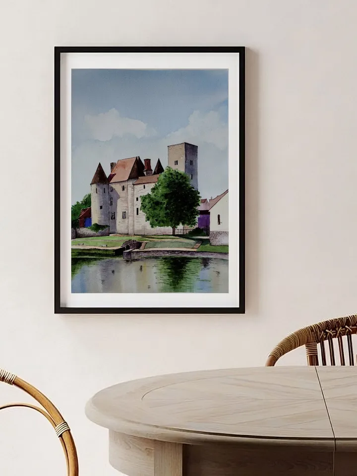 Original Watercolor Painting Old Castle Artwork Landscape with Stone Castle Art 30x40 cm by SoftWaves