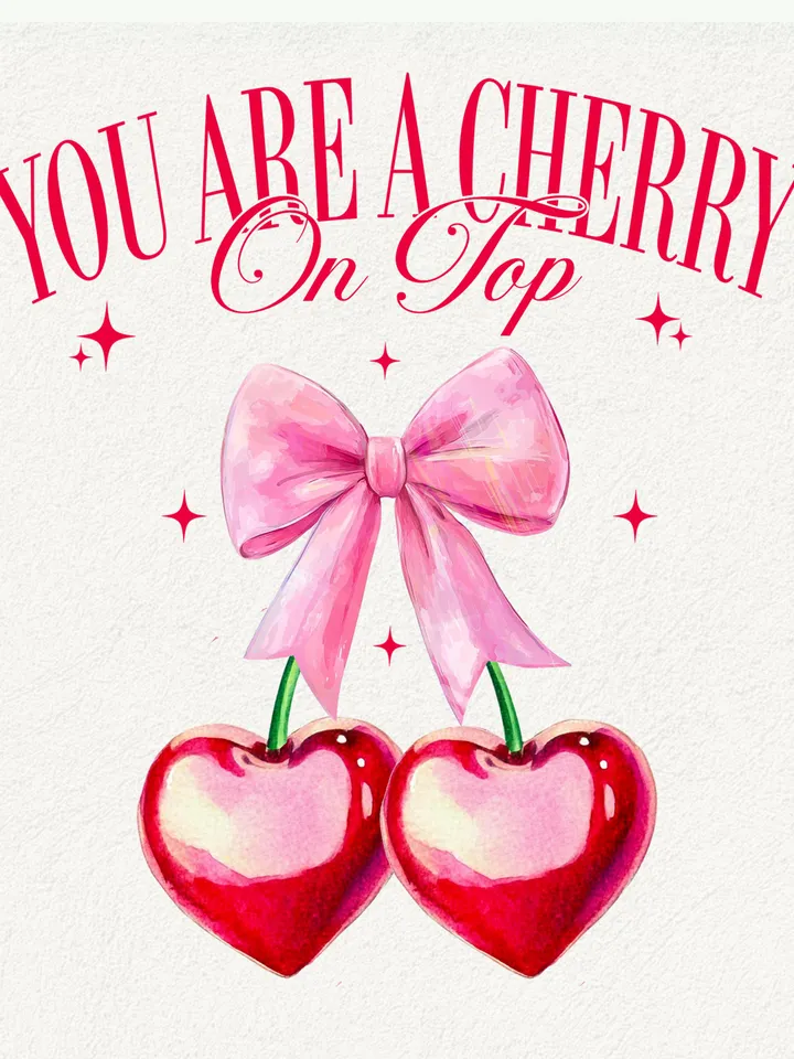 Cherry Valentines Sublimation Shirt png, Valentines png, Pink Bow png, Coquette Valentines png, Soft girl era png, Social Club png, Love png