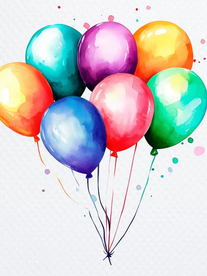 10 Party Balloons Bundle, Coloured Balloons Printable Watercolor PNG Clipart for sublimation, High Quality, Digital download, Paper crafts