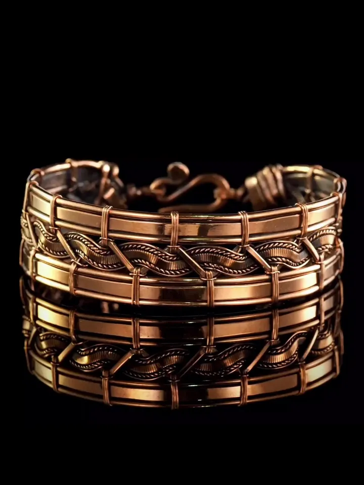 Copper wire wrapped bracelet for woman 7th Anniversary gift