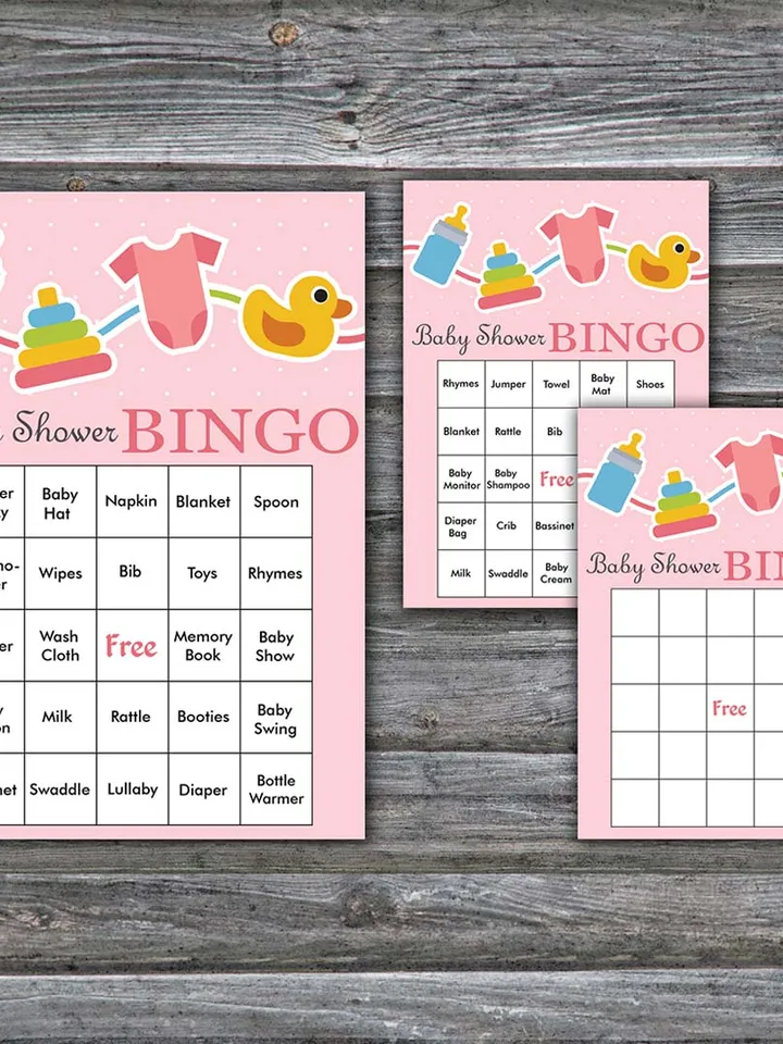 Baby toys Baby Shower Bingo Cards,Girls Baby Shower Bingo Games ...