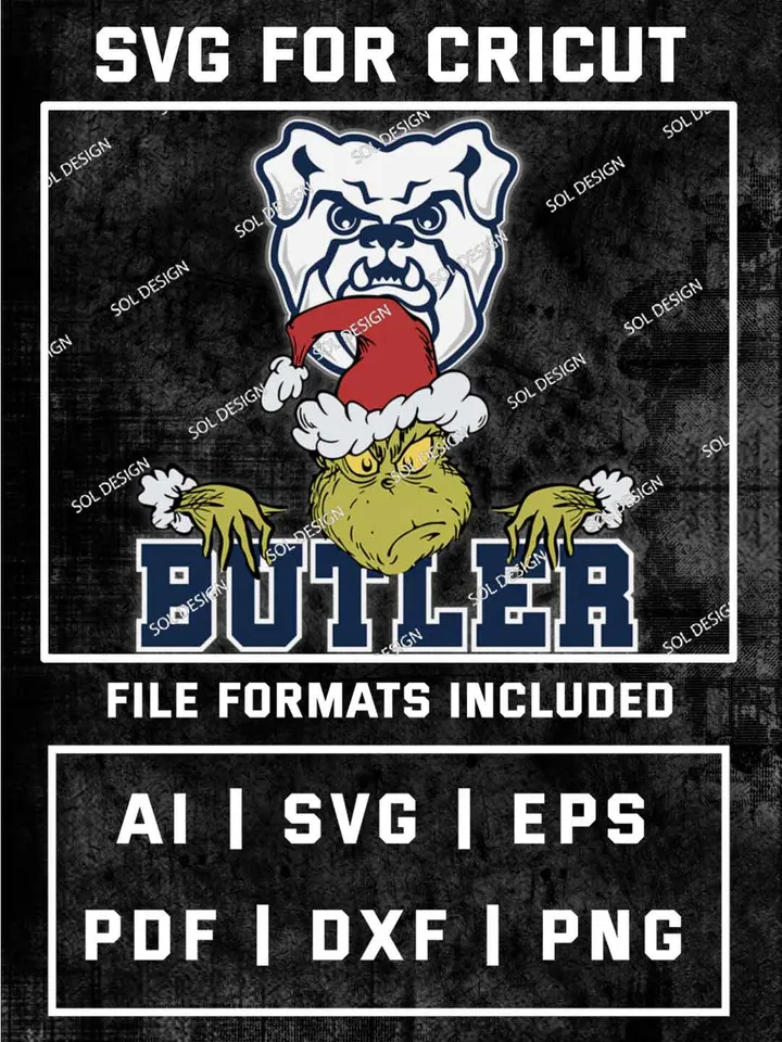 Grinch Butler Bulldogs SVG, NCAA SVG Design, NCAA Butler Bulldogs SVG, NCAA Bulldogs Cricut, Christmas Svg, Grinch svg, Digital Download
