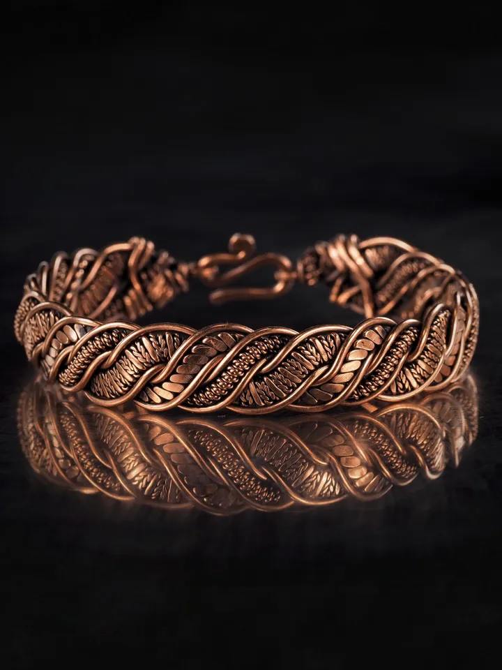 Woven copper wire bracelet Antique style handcrafted copper jewelry Unique gift