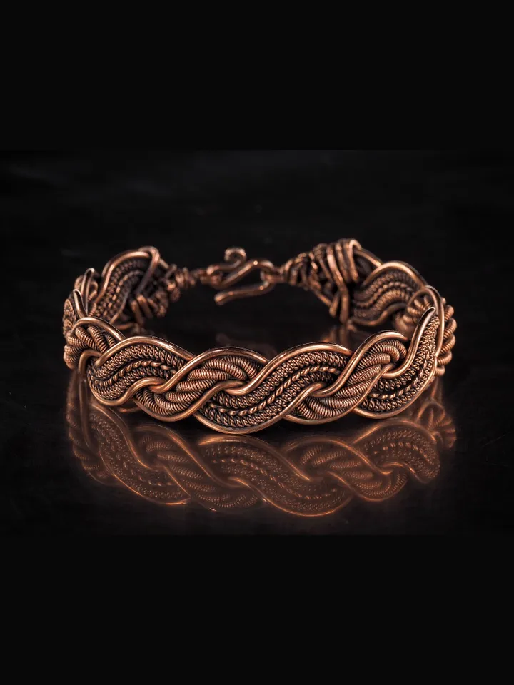 Handmade copper bracelet Unique wire wrapped metal bangle Antique style jewelry