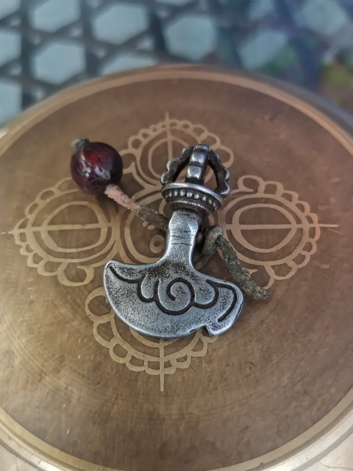 Gandhanra Antique Tibetan Amulet Pendant,Kartika(knife of the dakinis), Trantic Buddhism Dharma, Made of Thunder Iron