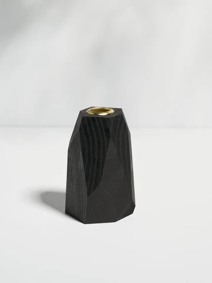 Black Geometric Tapered Candlestick Holder