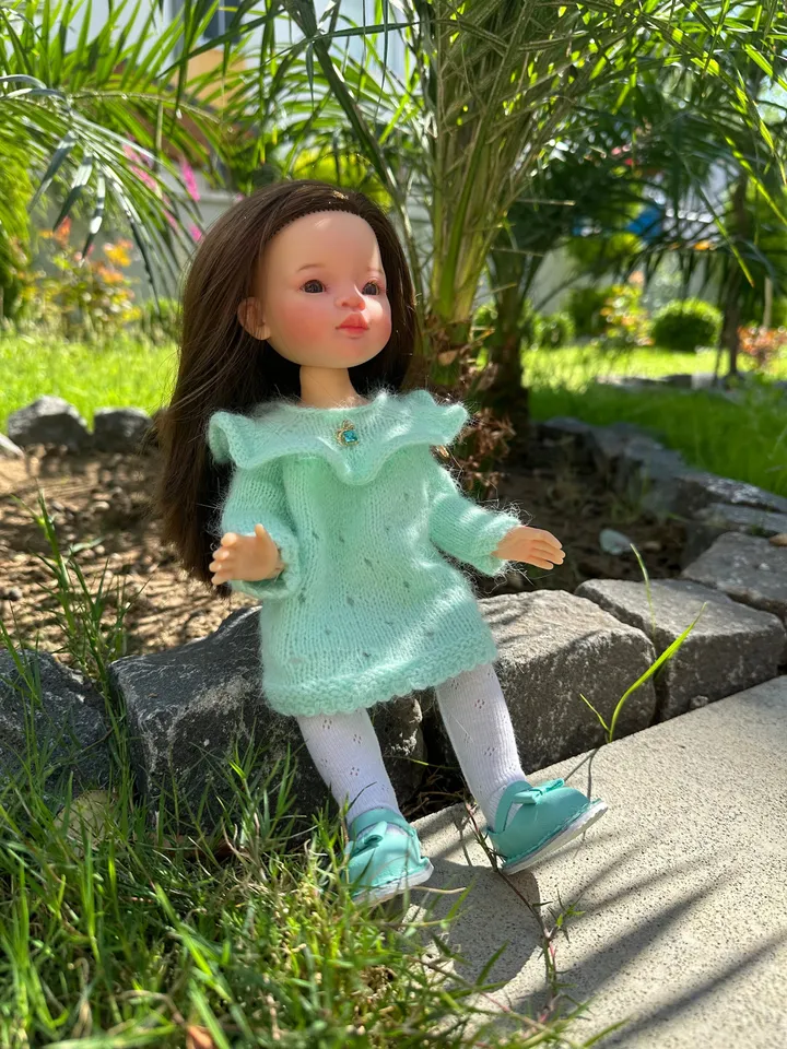 Paola Reina Doll Delight Set: Exclusive Handmade Outfit Dress, Tights, Shoes
