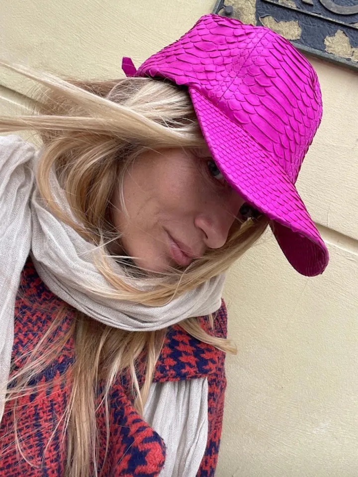 Genuine python skin women baseball cap | women accessories | exotic leather cap | purple genuine python skin | Fuchsia leather cap