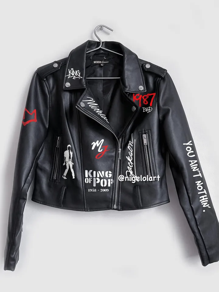 Painted leather jacket Michael Jackson Custom gifts King of pop Mj Dangerous Bad Smooth Criminal