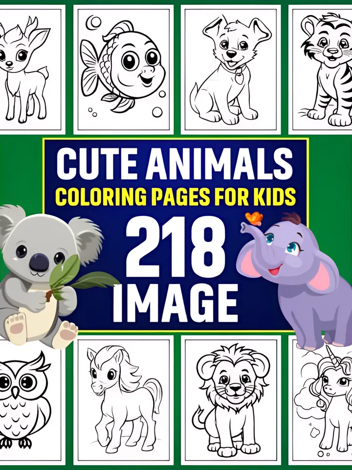 218 Cute Animals Coloring Pages for Kids