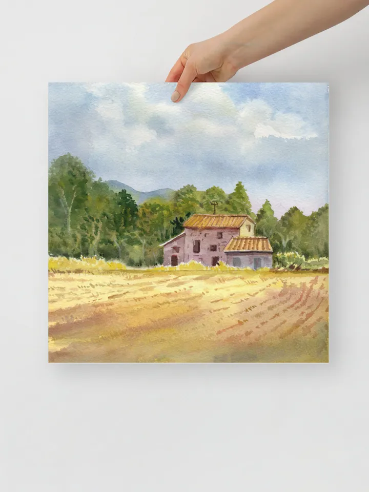 Landscape Barn French Provence Wall Art, Rustic Farmhouse Art, Country Home Decor, Barn Painting, Tuscany Painting Print