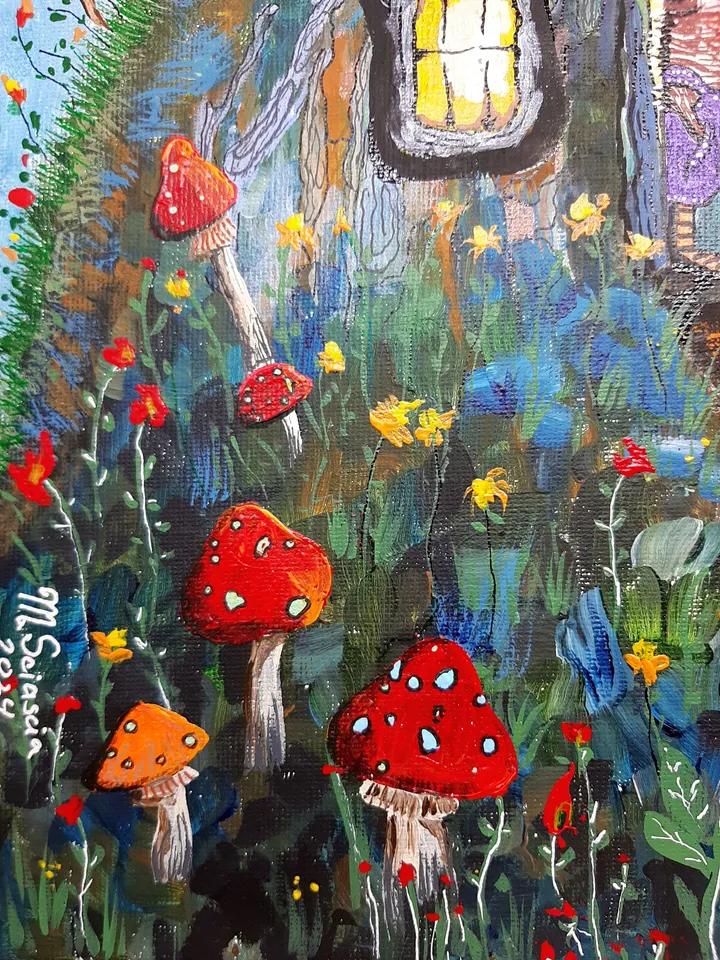 "Way Home' is original acrylic on a canvas board for children, nurses,collectors