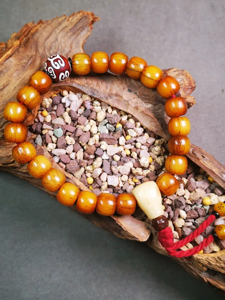 Gandhanra Handmade Tibetan Yak Bone Wrist Mala Bracelet,23 Prayer Beads Bracelet for Men