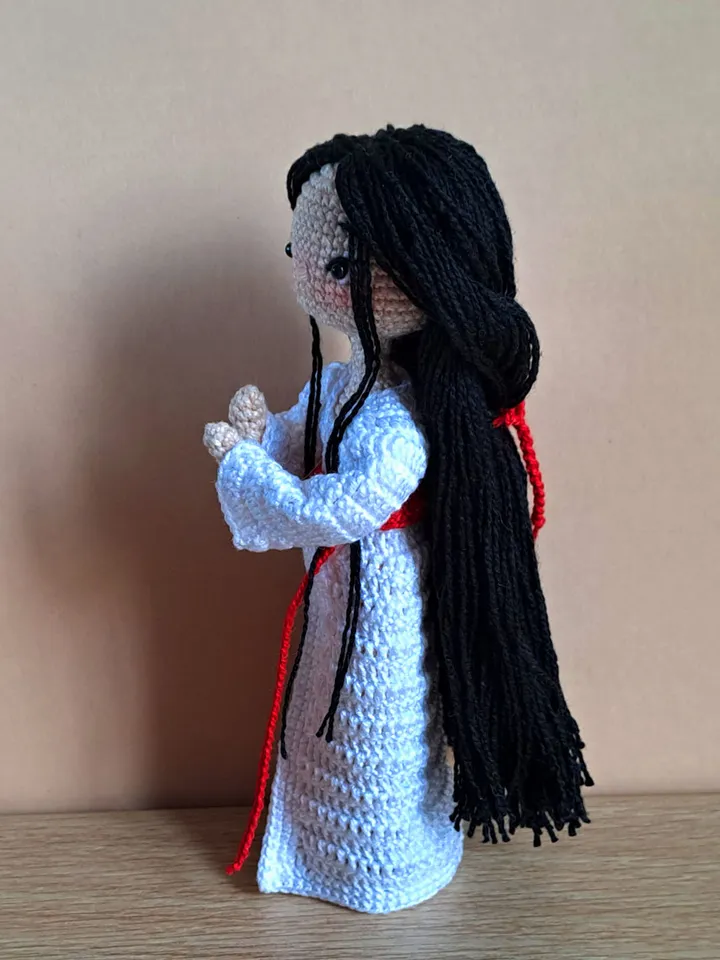 Asian crochet doll, japanese doll, handmade doll, japanese girl, unique doll