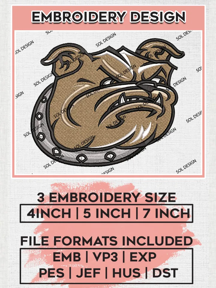 Bryant Bulldogs Logo Machine Embroidery Design, NCAA Bryant Bulldogs Embroidery Design Design files, NCAA Embroidery Designs, NCAA Machine Embroidery Designs, Digital Download