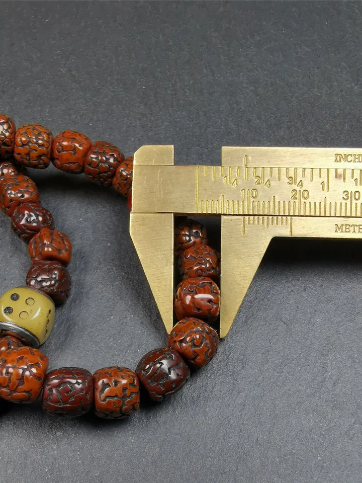 Gandhanra 108 Tibetan Rudraksha Beads Mala,Prayer Beads Necklace,Rosary Beads for Meditation,Diameter 0.35", Circumference 35"