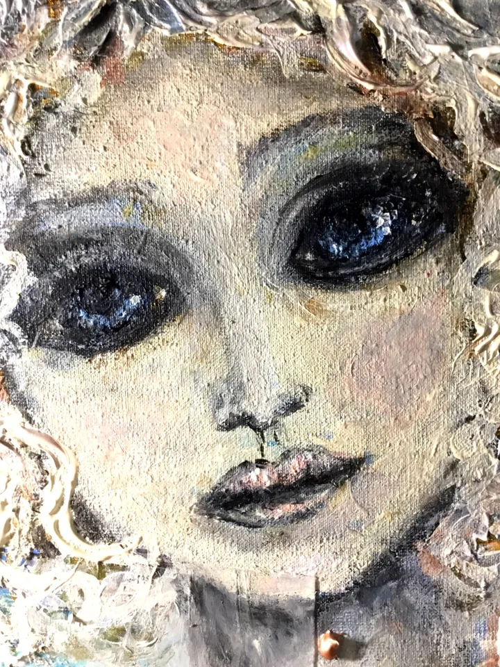 Fantasy woman painting,3 D stretched canvas,acrylic mix media painting.