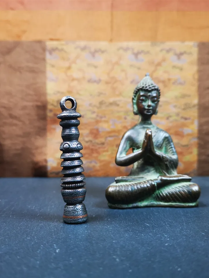 Gandhanra Handmade Tibetan Buddhist Ritual,Stupa,Pagoda,Buddhist Tower Amulet Pendant,Made of Cold Iron