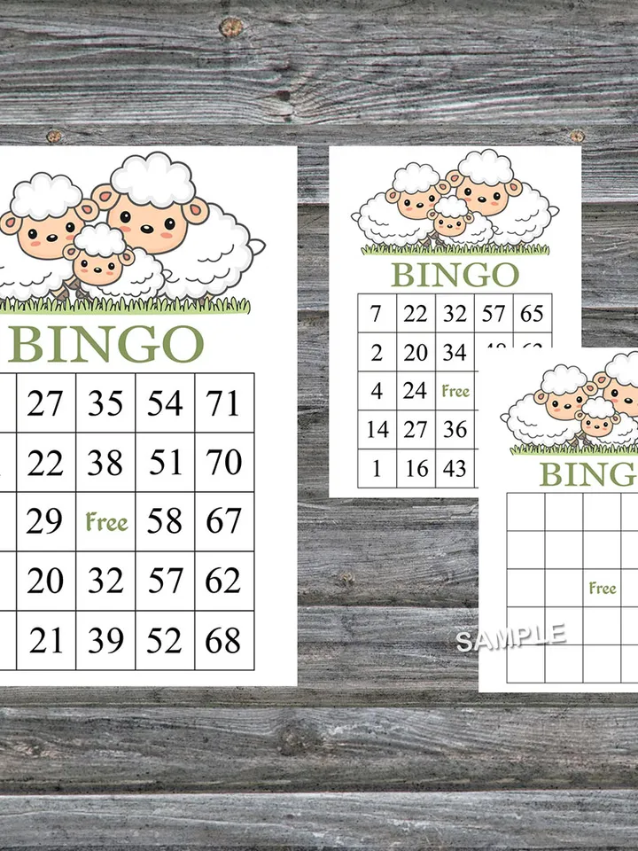 Cute lamb bingo cards,Cute lamb bingo game,Little lamb printable bingo cards,60 Bingo Cards,INSTANT DOWNLOAD--307