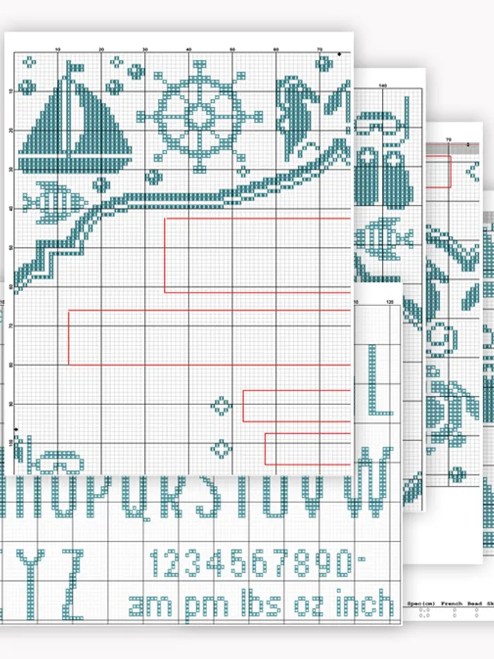 Baby Birthday cross stitch pattern. Save date. Sea cross stitch pattern.