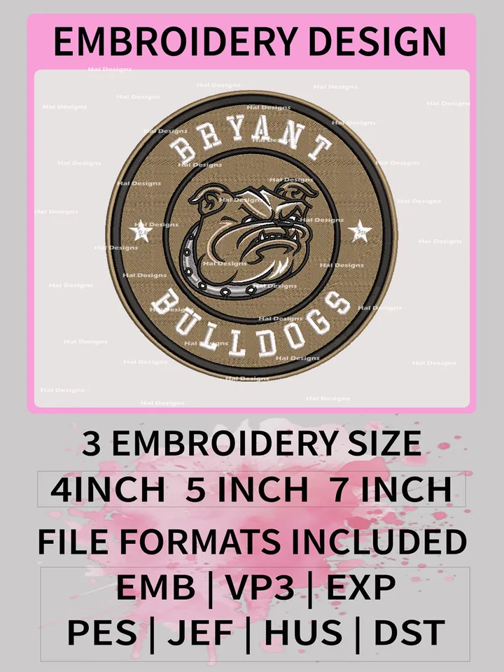 NCAA Bryant Bulldogs Embroidery File, 3 Sizes, 6 Formats, NCAA Machine Embroidery Design, NCAA Logo, NCAA Teams