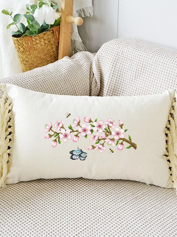 Cherry blossom branch cross stitch pattern PDF download Spring flowers cross stitch chart, Floral pattern digital PDF, Sakura blossom #P54