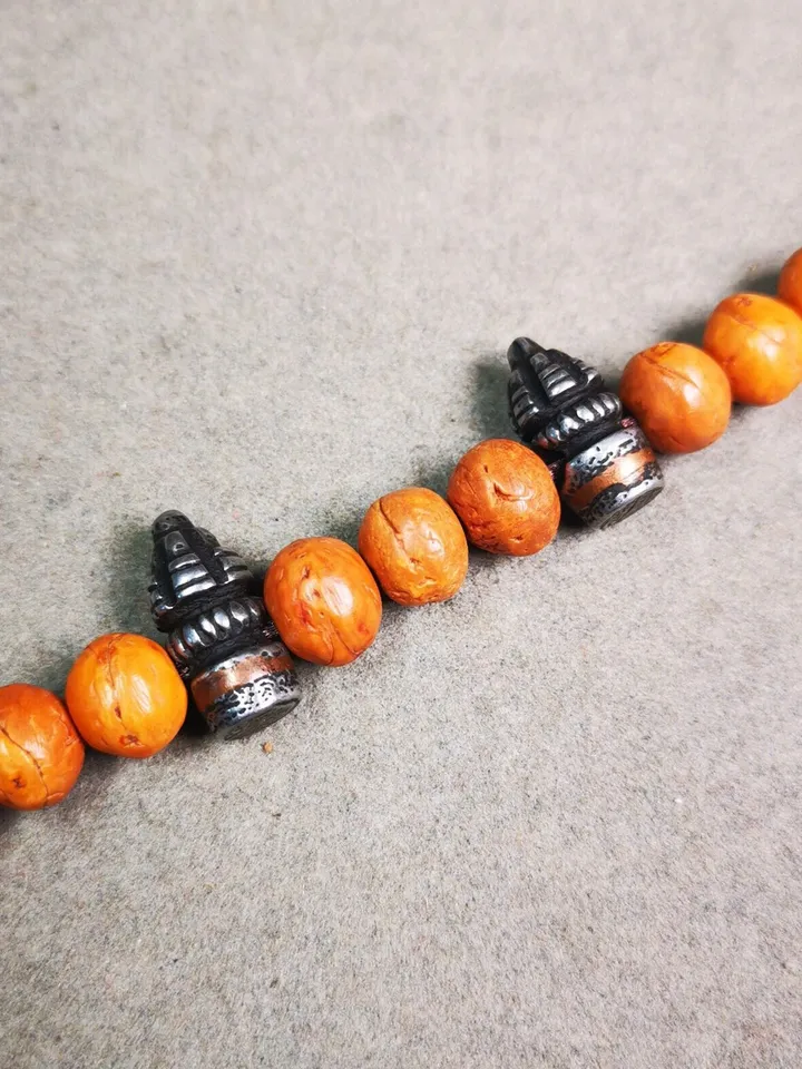 Gandhanra Handmade Tibetan Amulet,Stupa Pagoda Pendant Bead,Spacer Bead for Mala,Bag Hanging,Prayer Bead Accessories,0.6" × 0.3"