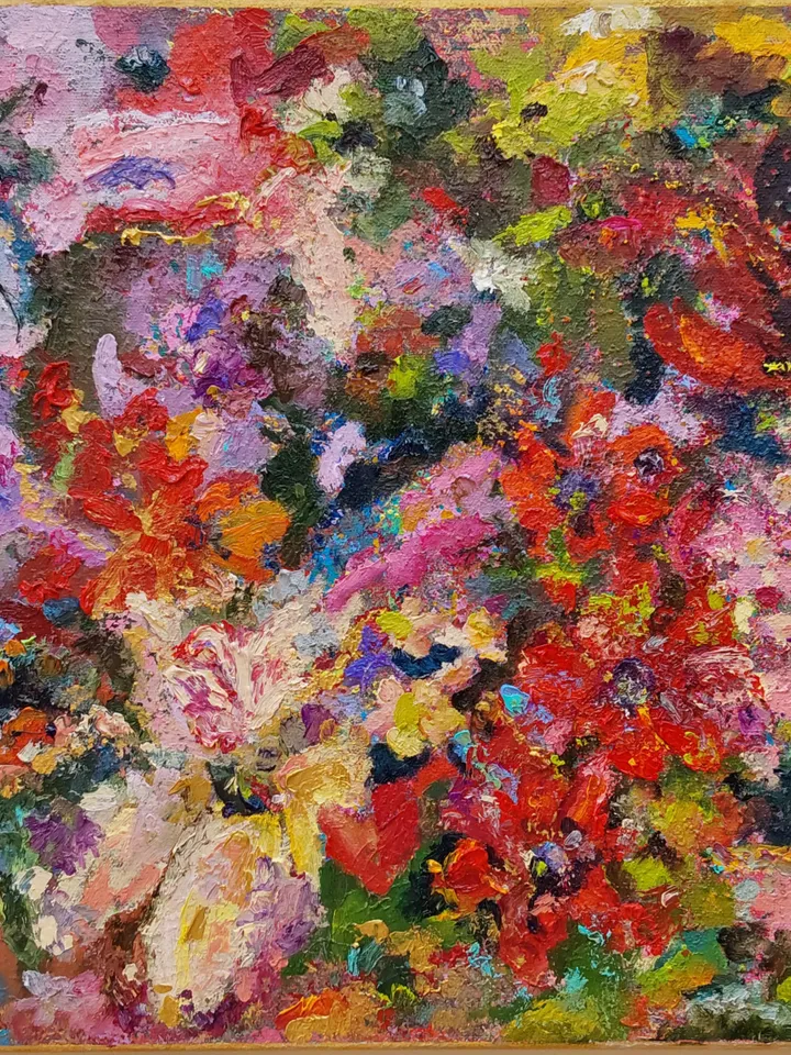 "Still life.Flower fireworks" oil painting on canvas 50x50cm (20x20inch)