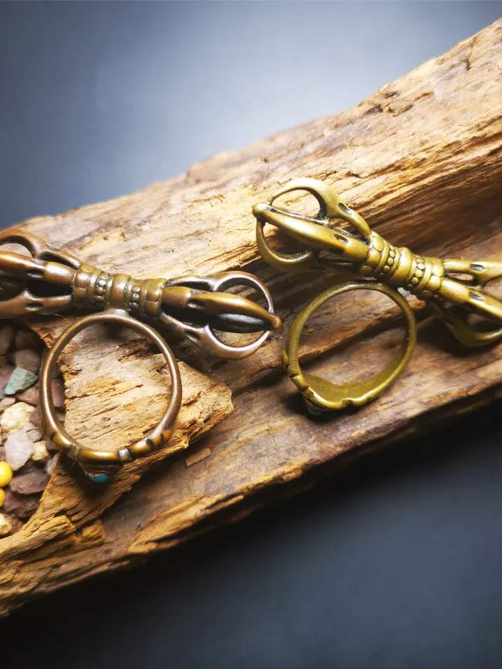 Gandhanra Handmade Tibetan Vajra Ring,Buddhist Protection Jewelry