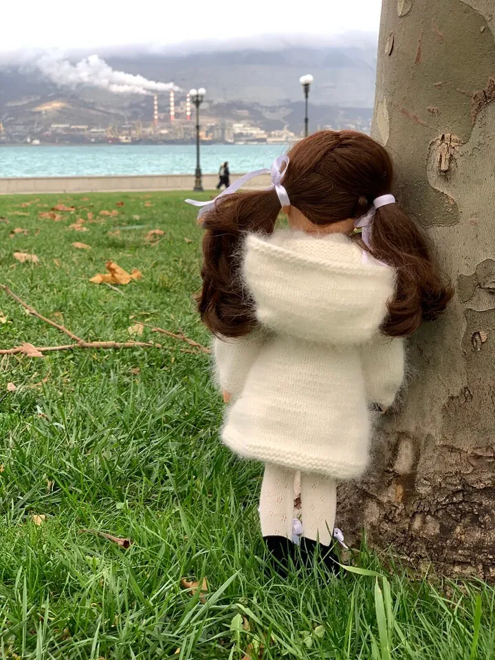 Winter Coat for Paola Reina doll KNIT PATTERN / Coat for Boneka 12-13 inch doll, Ruby Red Siblies, Les Cheries 32 cm PDF eng