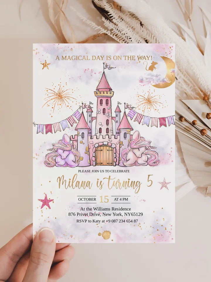 Unicorn Birthday Invitation Editable Unicorn Party Invitation A Magical Day is on the Way; uc1