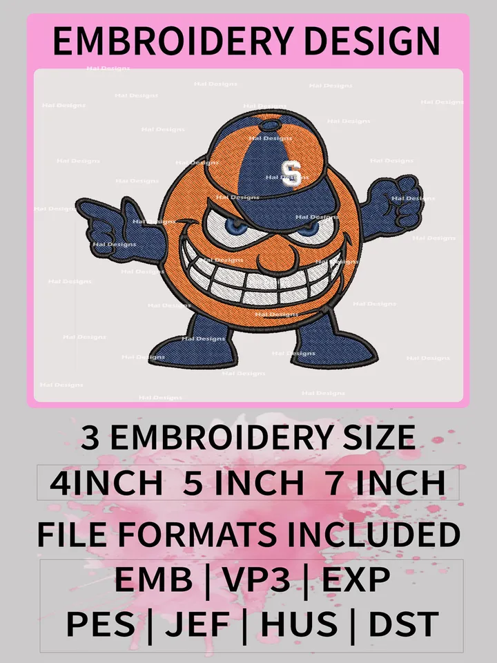NCAA Syracuse Orange Embroidery File, 3 Sizes, 6 Formats, NCAA Machine Embroidery Design, NCAA Logo, NCAA Teams