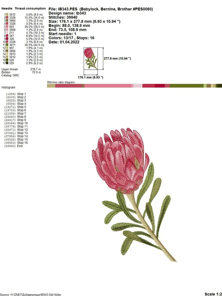 Protea set artistic machine embroidery design digital embroidery pattern home and clothing décor embroidery motif floral design flower