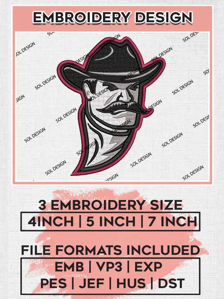 NCAA New Mexico State Aggies Mascot Logo Embroidery Designs, NCAA Logo Machine Embroidery Files, NCAA New Mexico State Logo, NCAA Embroidery Designs, Machine Embroidery Designs, Digital Download