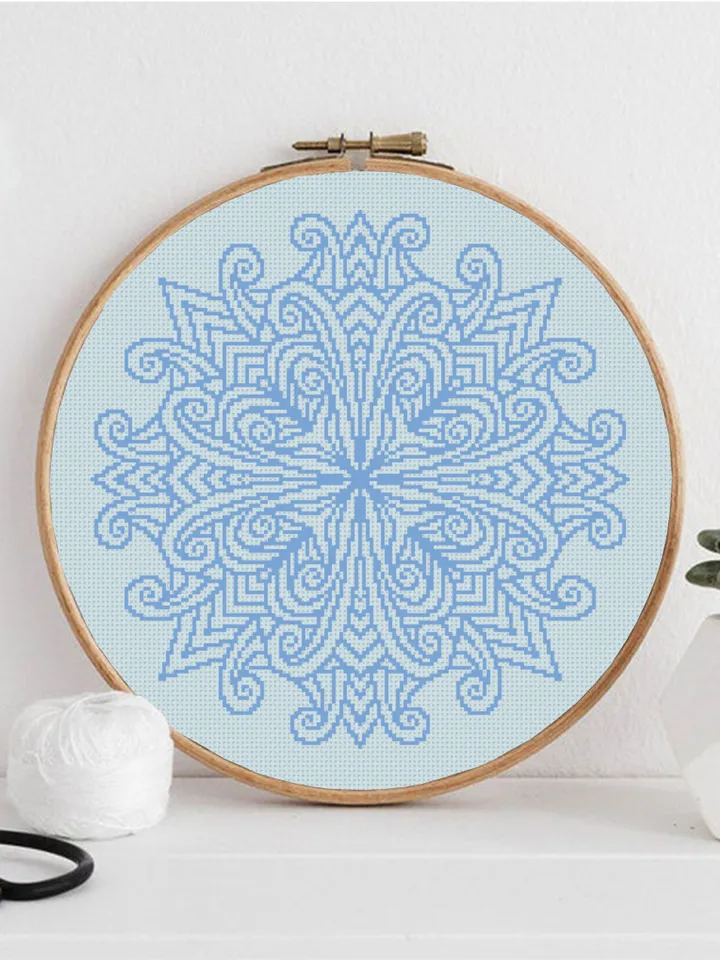 Mandala cross stitch pattern PDF download Mandala ornament cross stitch chart, Monochrome mandala pattern digital PDF, DIY Home decor #M234