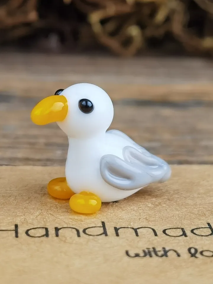 Glass figurines SEAGULL bird figurine Glass seagull figurine Tiny seagull Miniature seagull Tiny glass animals Glass birds