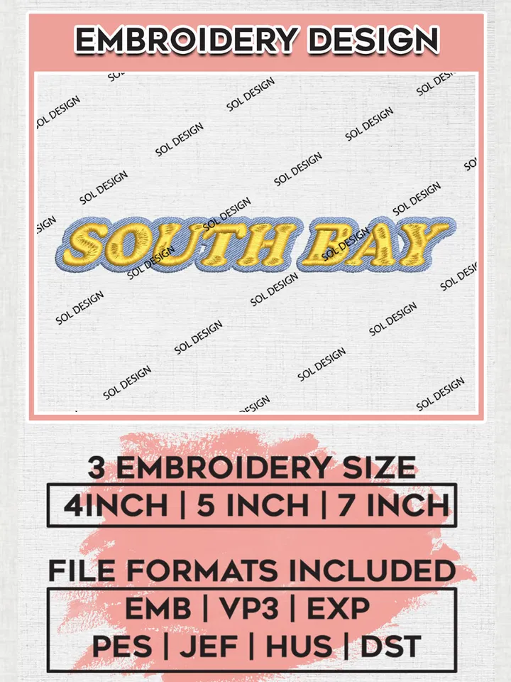 South Bay NBA Basketball Team Word Logo Embroidery Designs, NBA G League Team Embroidery Files, Basketball Machine Embroidery Designs, NBA South Bay Lakers Team Logo, Sport Machine Embroidery Design, Digital Download