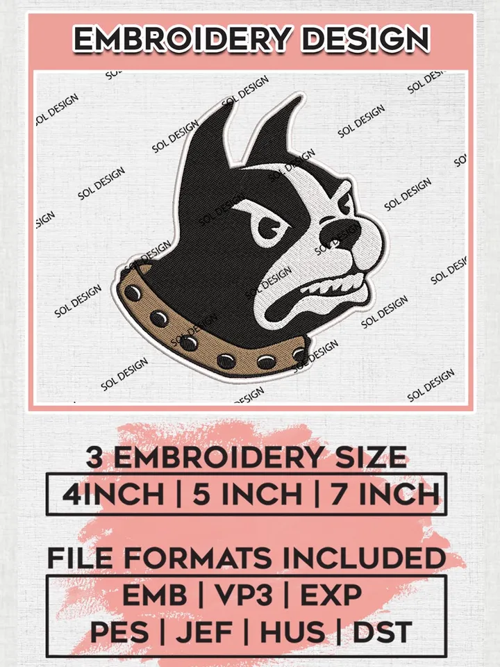 Wofford Terriers Mascot Logo Machine Embroidery Design, NCAA Wofford Terriers Embroidery Design Design files, NCAA Embroidery Designs, NCAA Machine Embroidery Designs, Digital Download