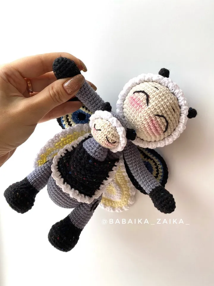 PDF Crochet Pattern Butterfly and caterpillar, Amigurumi baby caterpillar, Butterfly doll, Butterfly crochet doll pattern, amigurumi animal