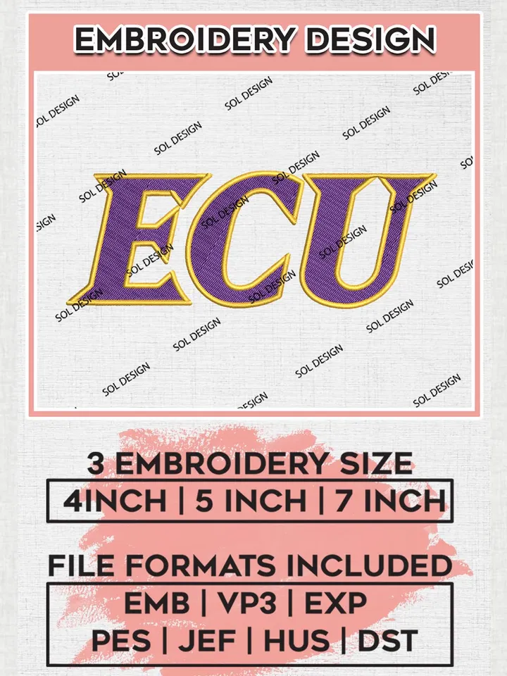 NCAA East Carolina Pirates Logo Machine Embroidery Design, NCAA ECU Pirates Embroidery Design Design files, NCAA Team Embroidery Designs, NCAA Machine Embroidery Designs, Digital Download