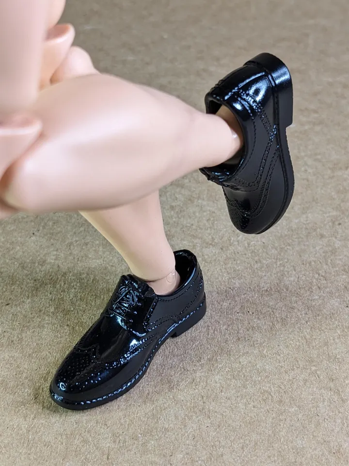 Oxford black lace-up shoes for 12-13 inch male dolls